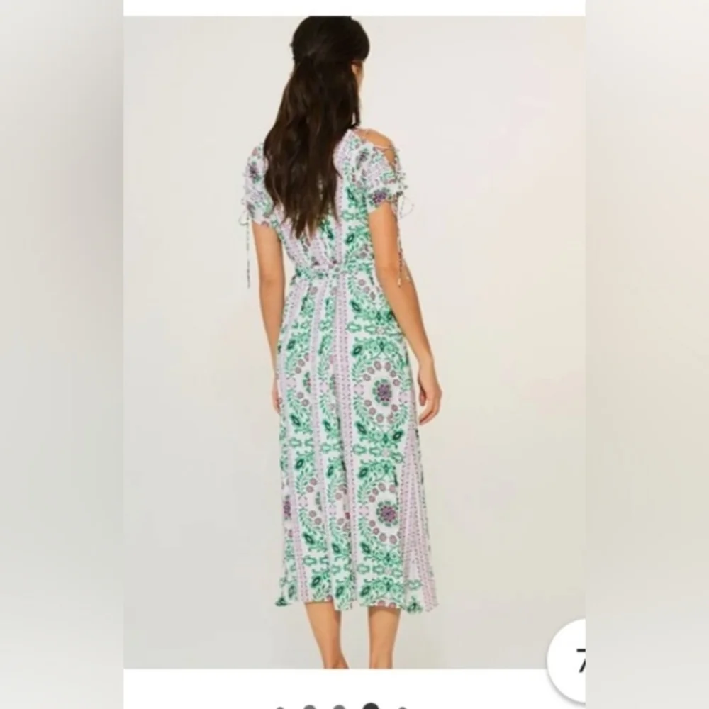 Tory Burch Green and White Patterned Midi Dress - Picture 7 of 8